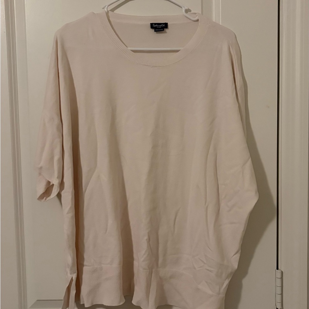 Splendid Soft Cream Short-Sleeve Knit Top